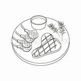 Steak meat coloring Pages  Stock Vector Colourbox sketch template