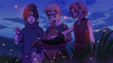 Naruto with Sasuke and Sakura with Umbrella 4K Live Wallpaper | 3840x2160