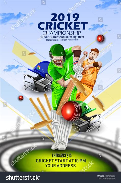 vector Illustration of cricket player ,Creative poster or banner design with background for Cric ...