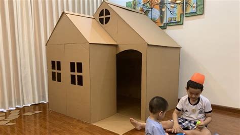 DIY | How To Make a Big Cardboard House - CardBoard Playhouse for Kids | Cardboard house, Play ...