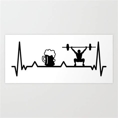 Heartbeat Crossfit Fitness and Beer | Pulse Art Print | Crossfit ...