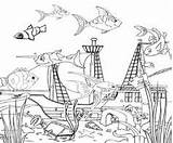 Sunken Ship Adult Coloring Page sketch template
