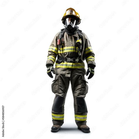 Firefighter isolated on white background - Generative AI Stock ...