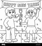 Children Celebrating New Year Coloring Page Stock Vector Image & Art  sketch template