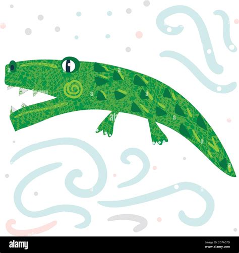 A green simple cute alligator vector illustration Stock Vector Image & Art - Alamy