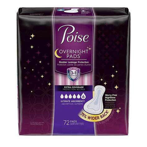 Poise Overnight Incontinence Pads, Ultimate Absorbency, 75% Wider Back ...