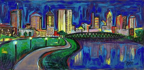 Columbus Skyline Painting by Samantha Bennett