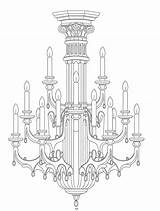 Intricate Gothic Chandelier coloring Page  Download Print Or Color sketch template