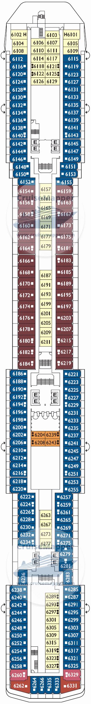 Costa Mediterranea deck 6 plan | CruiseMapper