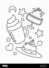 Cute Dessert And Decorations Coloring Page Stock Vector Image & Art  Alamy sketch template