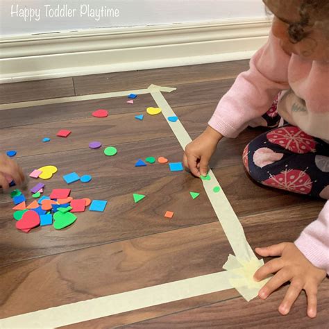 Sticky Tape Shapes Activity - HAPPY TODDLER PLAYTIME in 2020 | Shapes ...