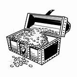 An Opened Treasure Chest With A Map Inside Coloring Page  sketch template