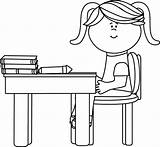 Coloring Sheet Of Kid Sitting At Desk  Jjolly Phonics Cards sketch template