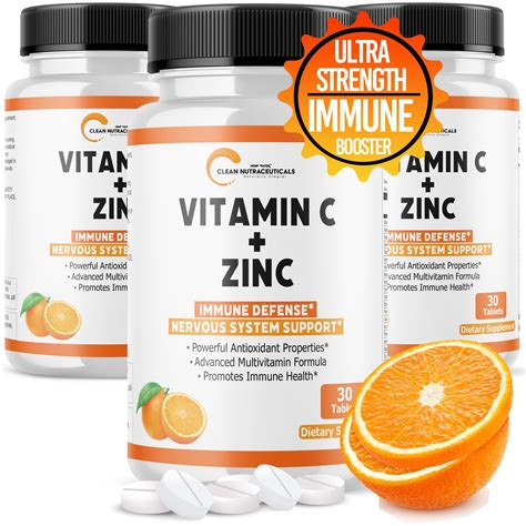 Vitamin C Zinc Immune Support Tablets for Adults Kids (Infused w/ 25 Healthy Vitamins) - Zinc ...