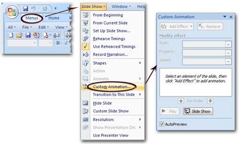 Where is Custom Animation in Microsoft PowerPoint 2007?