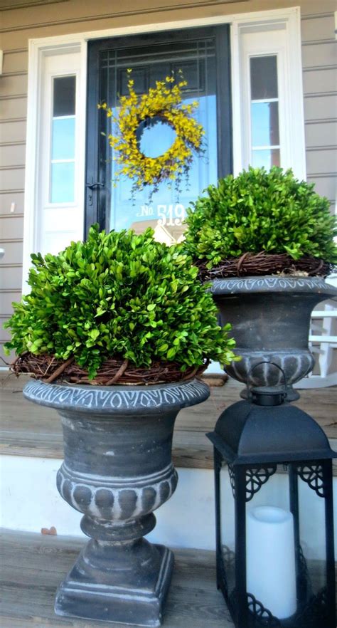 Down to Earth Style: Preserved Boxwood Makeover | Porch flowers, Front ...