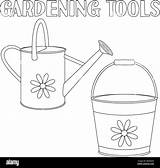 Watering Can Garden Coloring Page Sketch sketch template