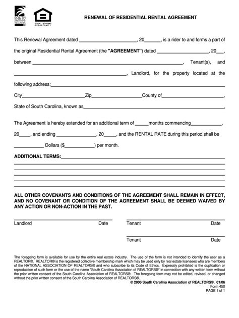 Residential Lease Agreement Renewal Template - Printable Form, Templates and Letter