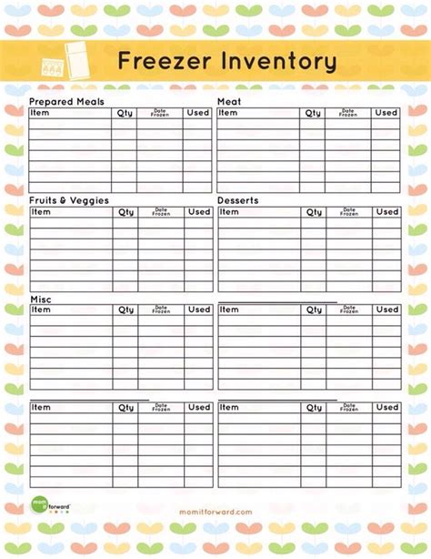 FREEZER INVENTORY CHECKLIST PRINTABLE ️ | Freezer inventory printable, Inventory printable ...