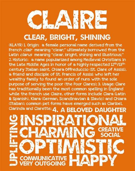 CLAIRE Personalized Name Print / Typography Print / Detailed Name Definitions / Numerology ...