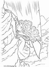 Brave  Merida Climbing A Cliff coloring Page sketch template