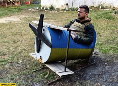 Zelensky plane airplane made of a barrel photoshopped | StareCat.com