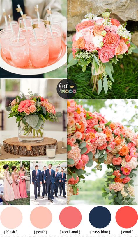 Coral and navy blue wedding color scheme | summer wedding color ideas