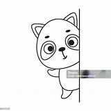 Coloring Page Cute Little Raccoon Peeking Around Corner Book  sketch template