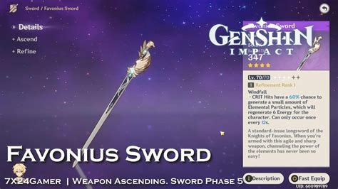 7X24Gamer | Weapon 06 - Sword - Favonius Sword - Ascending to Phase 5 | Genshin Impact Gameplay ...