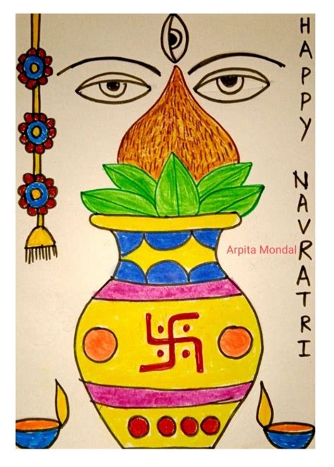 Happy navratri drawing/durga drawing for kids | Art drawings for kids ...