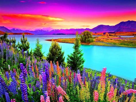 Flowers and Waterfalls Sunset | Flowers at sunset wallpaper | Paintings | Pinterest | Beautiful ...