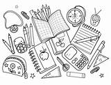 Back To School Student Supplies Coloring Page Stock Vector  sketch template