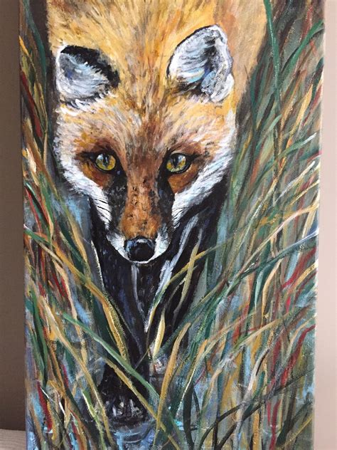 Original Acrylic Painting of Fox. Fox Canvas Original. Fox | Etsy