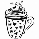 Valentines Latte Coffee Cup Coloring Page · Creative Fabrica sketch template