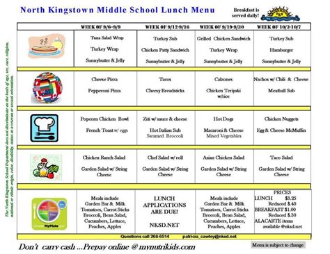 North Kingstown Public School Lunch Menus | North Kingstown, RI Patch