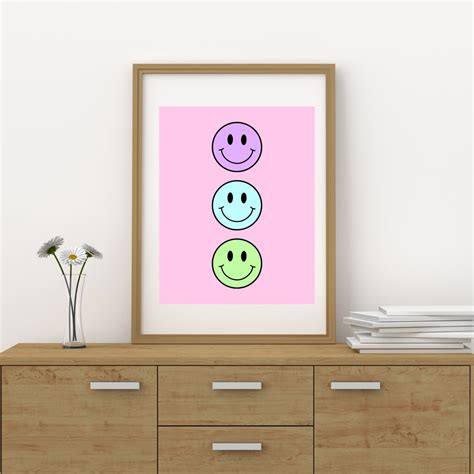 Smiley Face Wall Print Smiley Face Wall Art Printable | Etsy