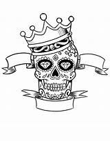 Sugar Skull With Crown coloring Page  Download Print Or Color Online sketch template