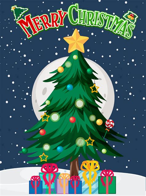 Merry Christmas poster with Christmas tree 4454205 Vector Art at Vecteezy
