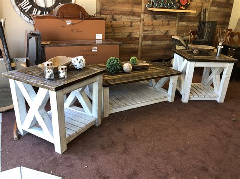 Rustic, distressed farmhouse coffee and end tables by NailBender’s in Amarillo, tx | Farm house ...