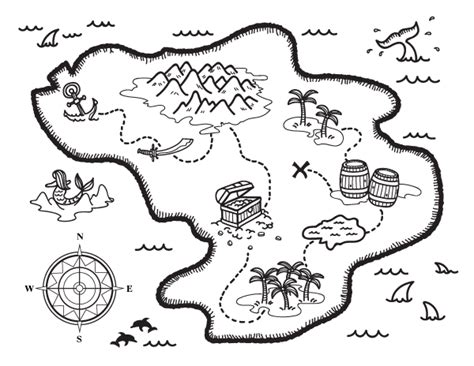 Printable Treasure Map Coloring Page | Treasure maps for kids, Pirate treasure maps, Treasure maps