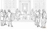 Dibujo De Escena la Firma Constitución Los Estados Unidos  sketch template