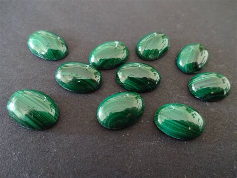 14x10mm Natural Green Malachite Gemstone Cabochon, Oval Cabochon ...