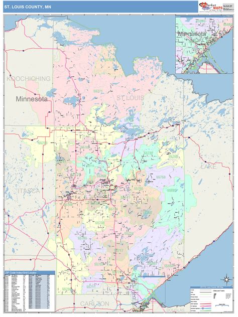 St. Louis County, MN Wall Map Color Cast Style by MarketMAPS