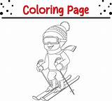 Little Boy skiing downhill coloring Book Page For Children 45736853  sketch template