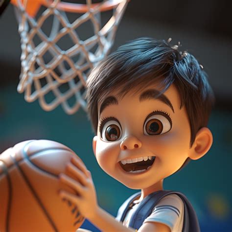 Premium Photo | Arafed image of a boy holding a basketball ball in front of a basketball net ...