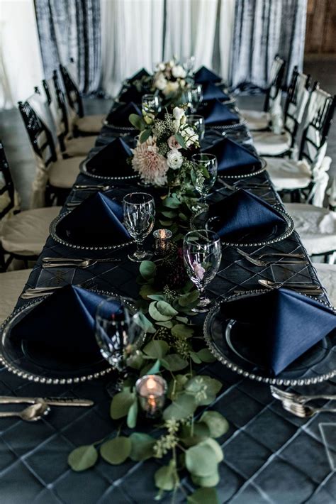 Navy Blue Inspired Wedding | Dark blue wedding, Midnight blue wedding ...