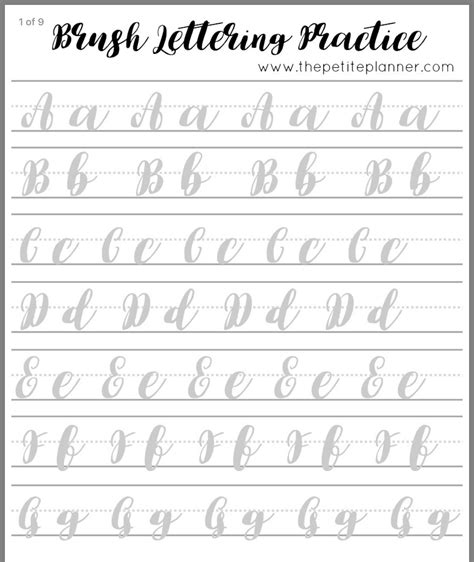 Brush Calligraphy Alphabet Practice Sheets - Gotasdelluvia