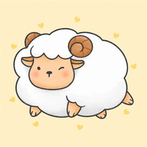 Premium Vector | Cute sheep cartoon hand drawn style