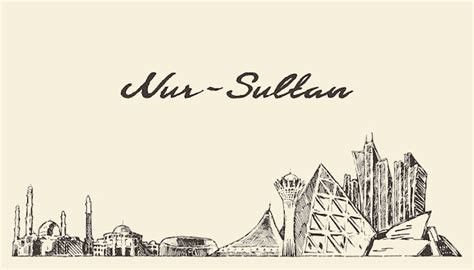 Premium Vector | Nur-sultan (astana) skyline, kazakhstan