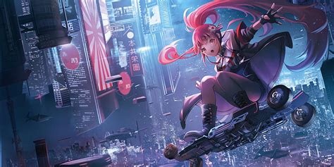 Anime, Girl, Cyberpunk Cityscape, Futuristic City, Sci Fi, HD wallpaper ...